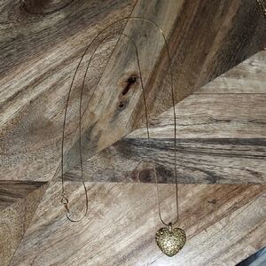 Elegant Vintage Gold Heart Pendant Long Necklace